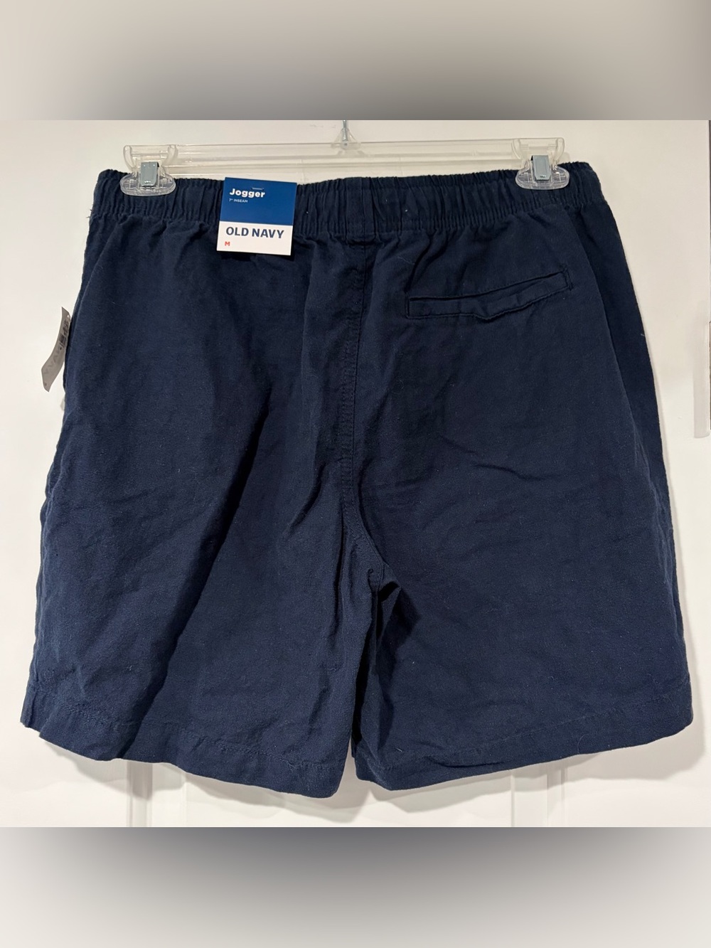 Navy Drawstring Linen Shorts - Picture 2 of 2